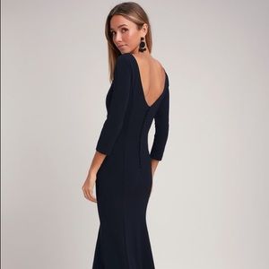Lulu’s Glamour Galore Button Back Gown— Navy
